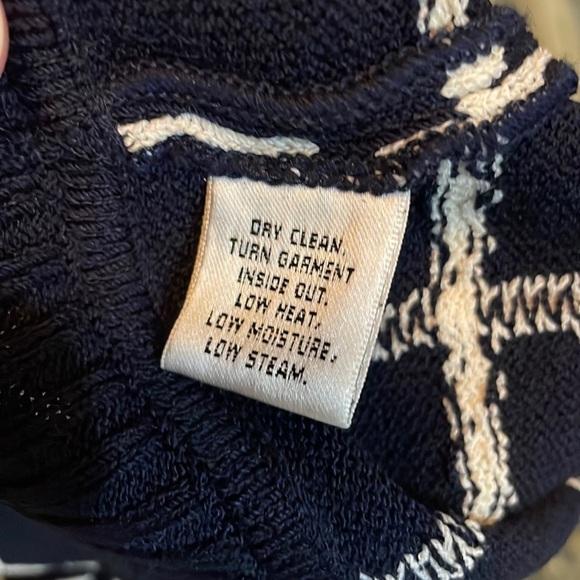 St. John Window Pain Women’s Size 8 Navy Blue White Sweater Jacket Zipper Front - Picture 7 of 8